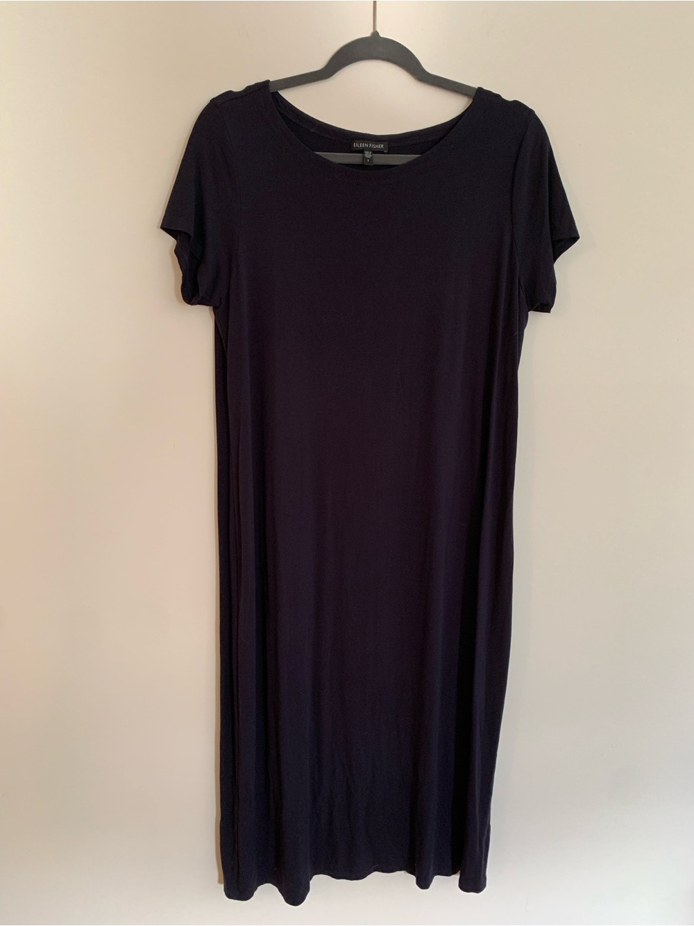 Eileen Fisher Navy Short-Sleeve Maxi Dress